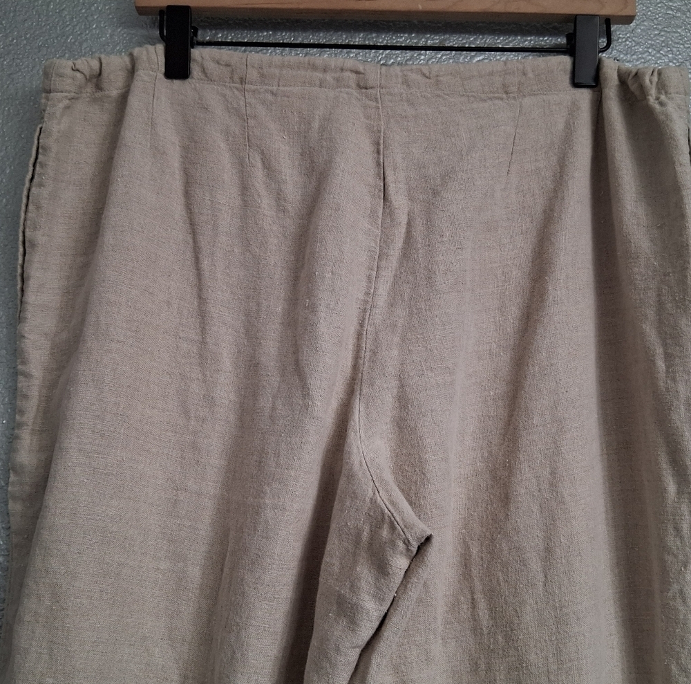 Tan 100% Linen Wide Leg Pants Size 12 - Picture 5 of 7